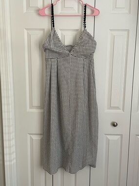 Zara Black and White Check Midi Dress